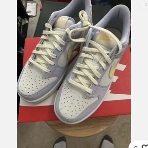 Nike Low-Top Sneakers in White, Pale Lavender & Pale Yellow